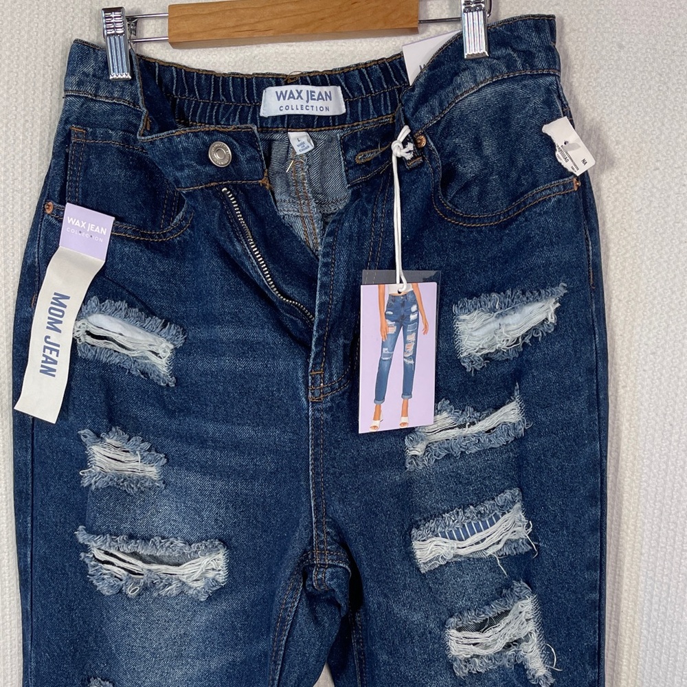 Wax Jean Women's Ripped Dark Blue Skinny Jeans